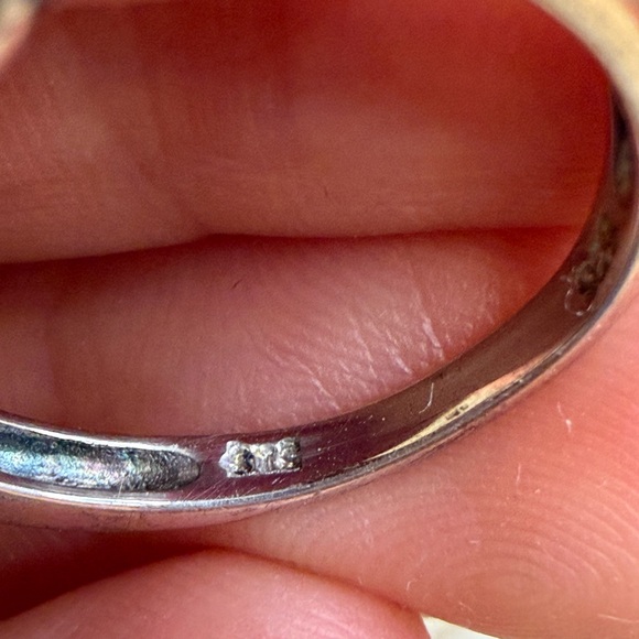 Silver with Platinum overlay Azur-malachite Ring size 7 - Picture 5 of 7